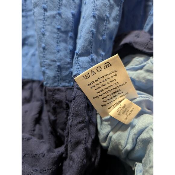 Women's L Draper James Ruffle Neck Tiered Blue Sleeveless Dress Casual Summer - Picture 12 of 13